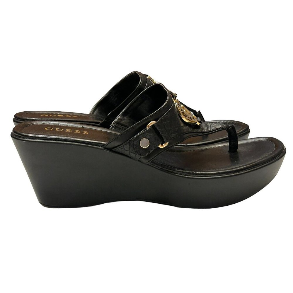 Guess Women's Wedge Flip Flop Platform Sandals Size 11 WGYALULLAH-R - Black